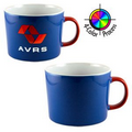 Full Color 13 Oz. Tre Latte Mug - Blue/Red Handle/White Interior